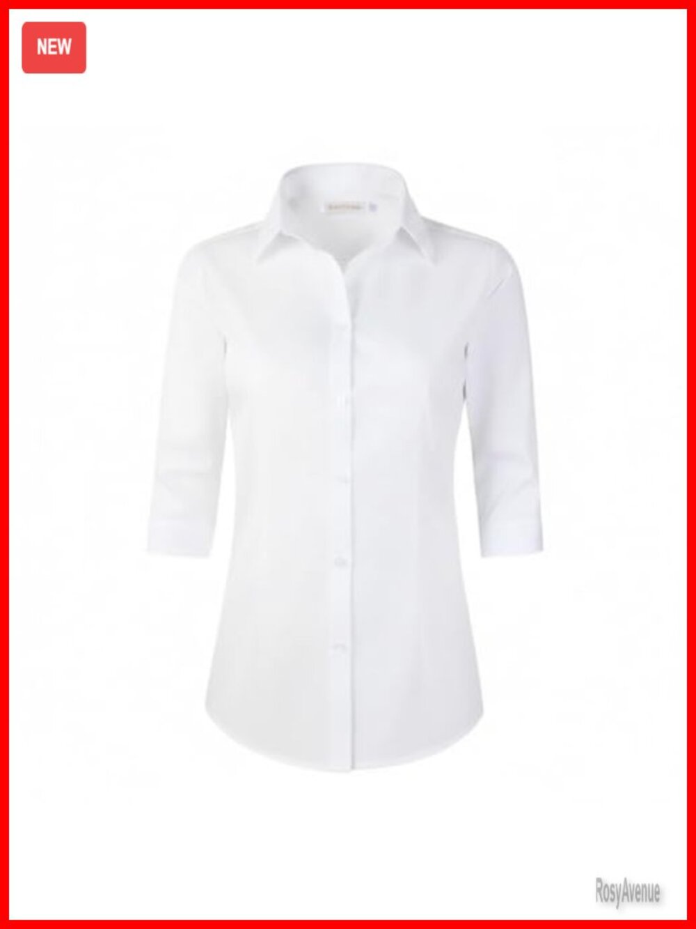 Beninos Women's 3/4 Sleeve Button Down White Shirt Formal Work Blouse